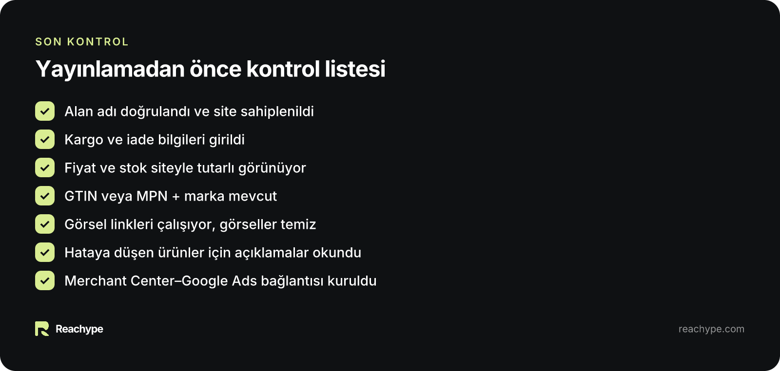 Google Alışveriş kampanyası öncesi kontrol listesi